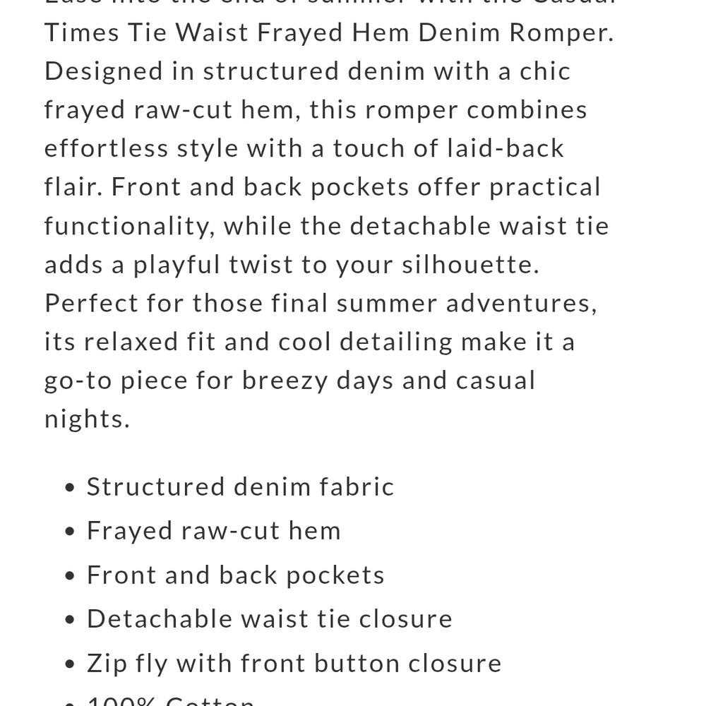 ❗️final Pricedrop❗️Vici Casual Times Tie Waist Denim Romper - Picture 3 of 5